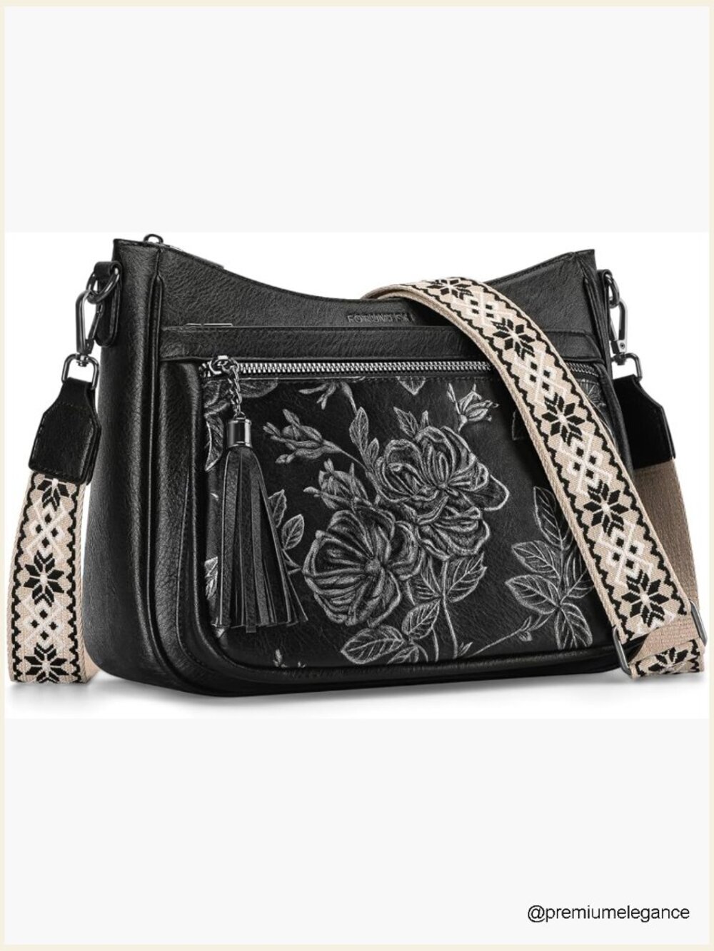 Vegan Leather Crossbody Bag with Boho Strap